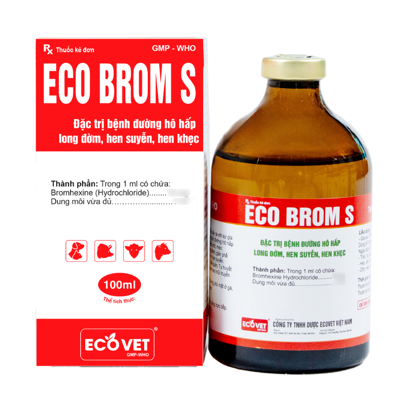 ECO BROM S - Đặc trị bệnh đường hô hấp, long đờm, hen suyễn, hen khẹc.