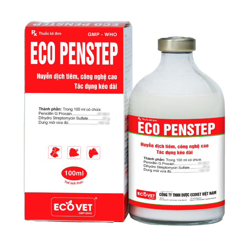 ECO PENSTEP - Huyễn dịch tiêm, đặc trị nhiễm khuẩn đường hô hấp, tiêu hóa.