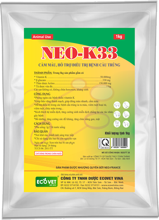 NEO-K33 - Cầm máu, hỗ trợ điều trị bệnh cầu trùng