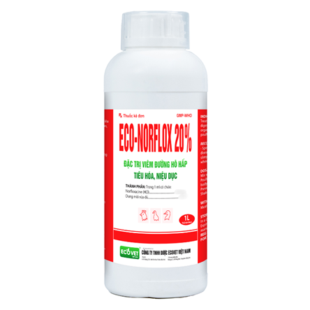 ECO - NORFLOX 20% - Đặc trị viêm đường hô hấp và các bệnh đường tiêu hóa.