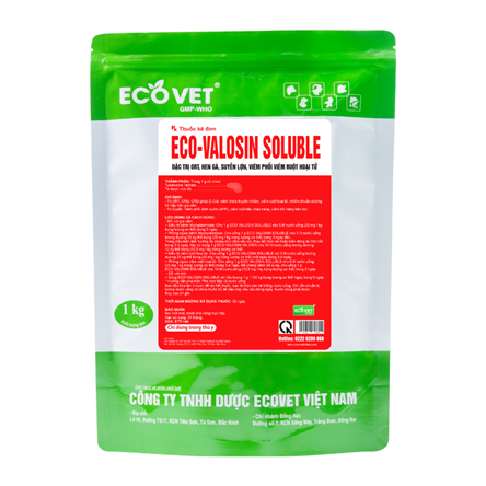 ECO - VALOSIN SOLUBLE - Đặc trị ORT, hen gà, suyễn heo, viêm phổi, viêm ruột thừa hoại tử.