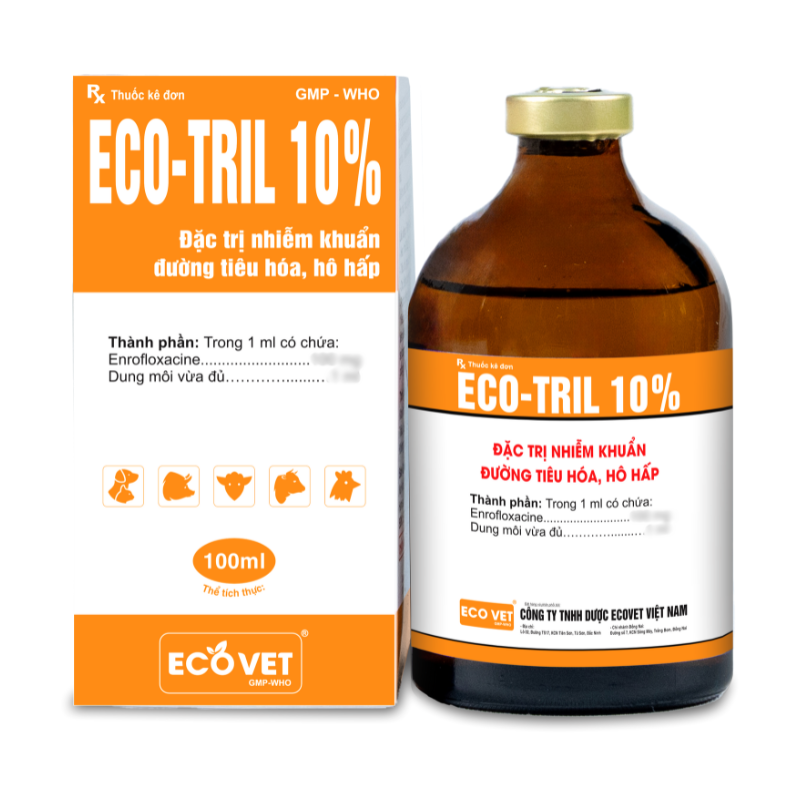 ECO TRIL 10% - Đặc trị nhiễm khuẩn đường tiêu hóa, hô hấp.